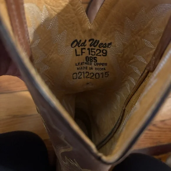 Old West LF1529 Women’s Tan Leather Heeled Cowboy Boots - Picture 7 of 7